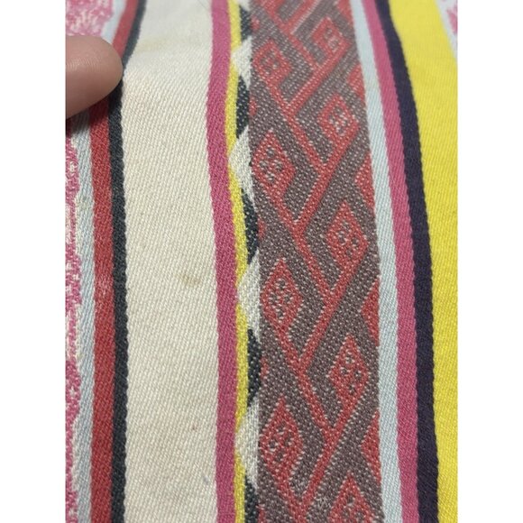 Set of 8 Bright Pink Rainbow Colorful Mexican Striped Woven Fabric Napkins - Picture 6 of 13